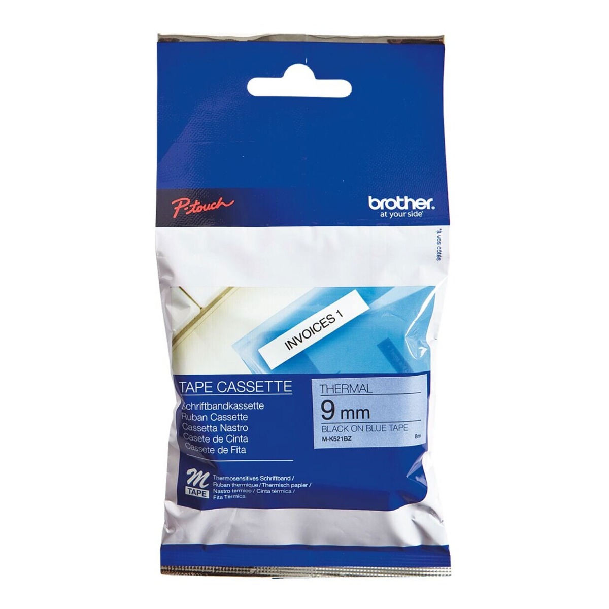 Brother MK521BZ P-touch Schriftbandkassette blau schwarz 8mx9mm
