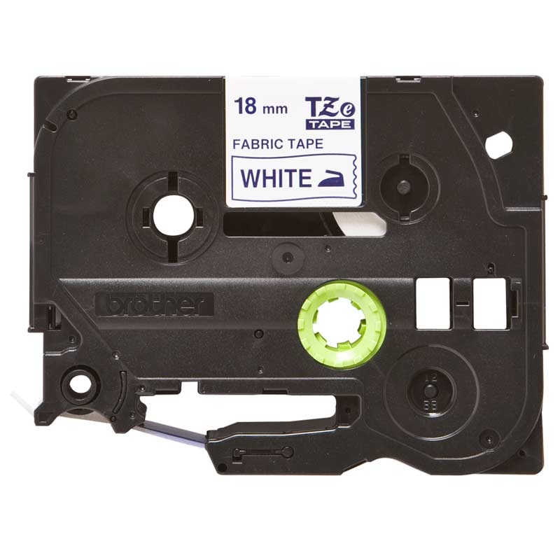 Brother TZe-FA4B Schriftband blau auf weiß Textilband 18mm