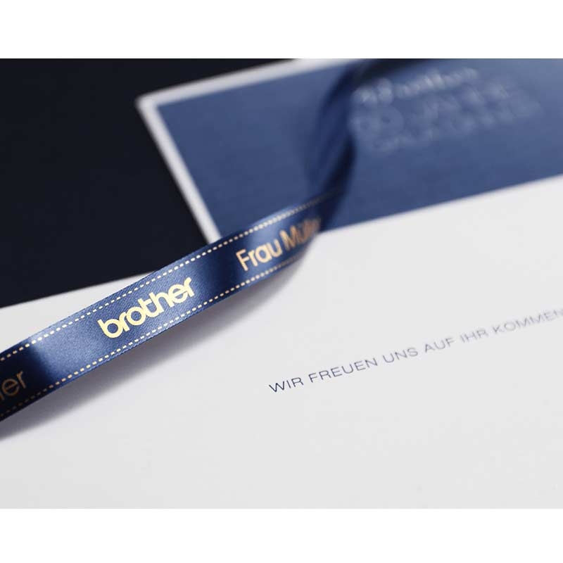 Brother TZe-RN34 P-touch Textil-Schriftband 12 mm gold auf marineblau