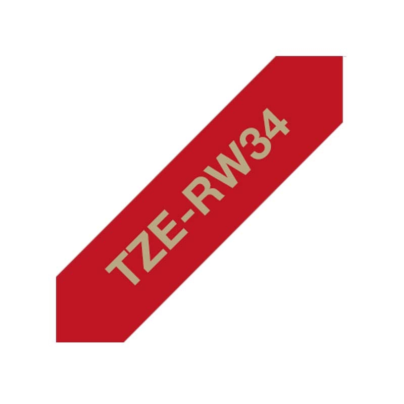 Brother TZe-RW34 Schriftband P-touch Textil gold auf weinrot 12mm
