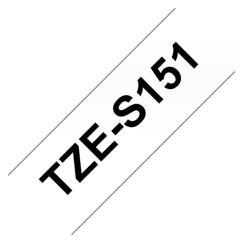 Brother TZe-S151 Schriftband schwarz auf farblos extrastark klebend 24mm