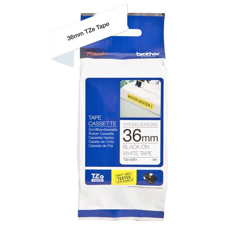 Brother TZe-S261 P-touch schwarz auf weiss extra stark klebend 36mm
