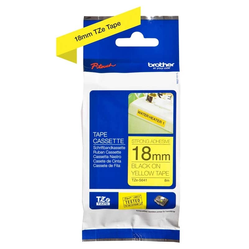 Brother TZE-S641 P-Touch schwarz auf gelb 18mm extra stark klebend