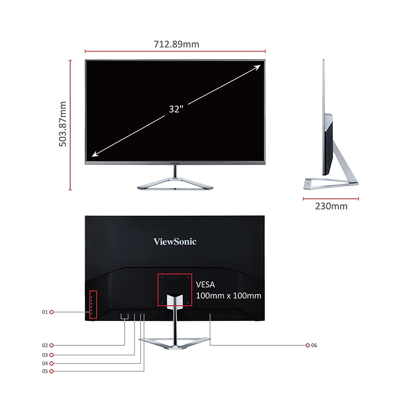 ViewSonic VX3276-MHD-2 80cm (32 Zoll) Design Monitor